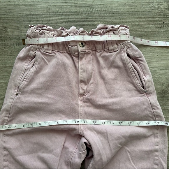 Zara paper bag Light Pink Elastic Waist Pants Sz S lightweight 2 distressed - Picture 5 of 6
